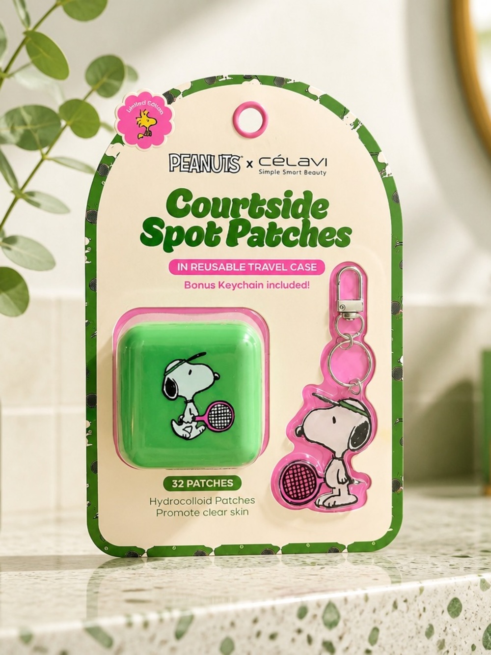 Peanuts x Celavi Snoopy Courtside Spot Patches 32ct + Keychain